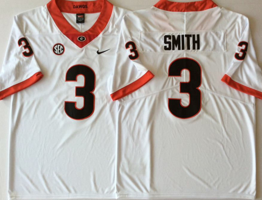 NCAA Men Georgia Bulldogs White #3 SMITH->ncaa teams->NCAA Jersey